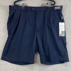 Bocaccio golf shorts size 38 navy blue stretch waist pleated front inseam 8”